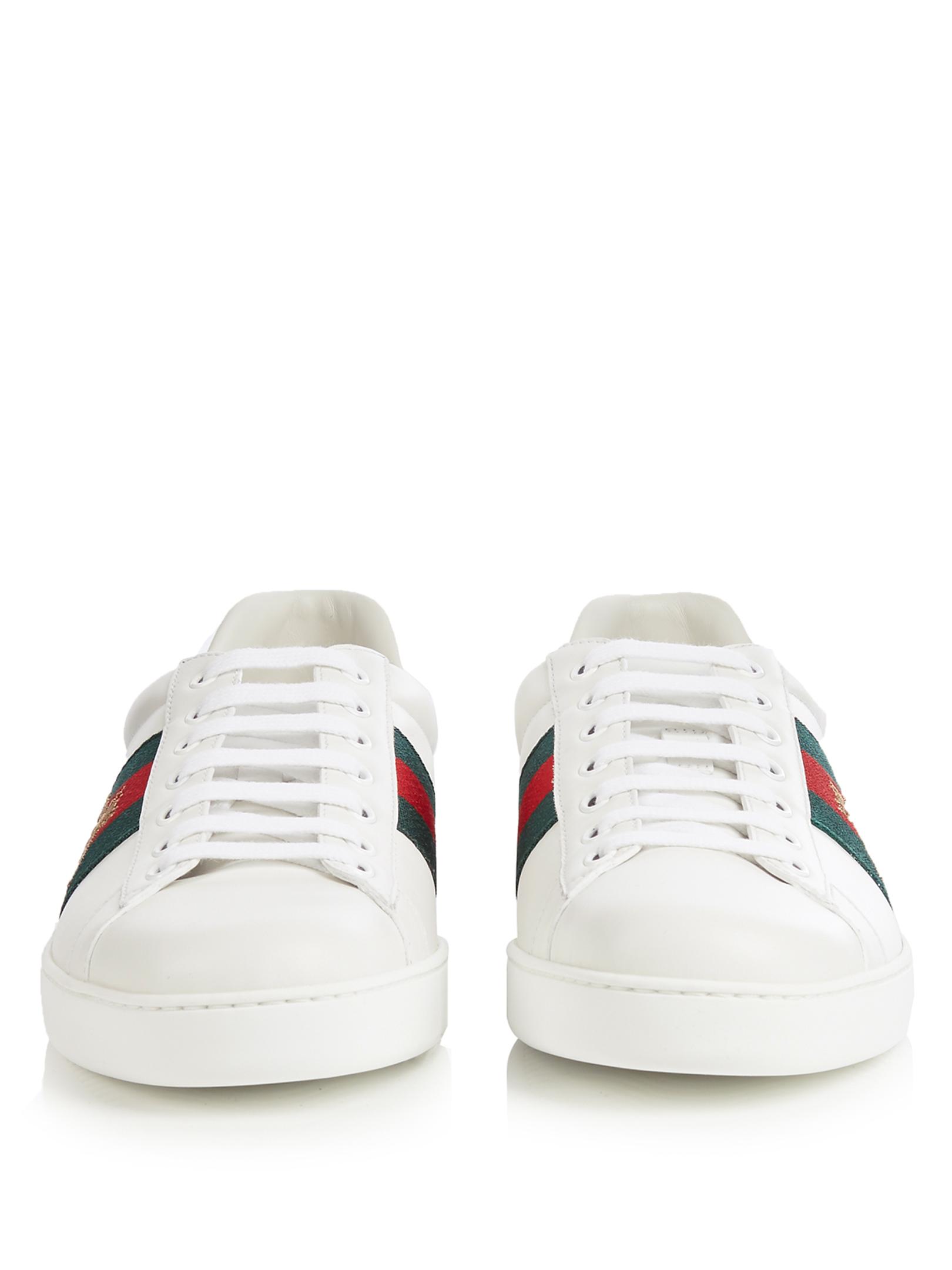 Gucci Ace Bee-embroidered Low-top Leather Trainers in White for ...